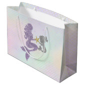Mermaid Baby Shower Gift Bag Glitter Mermaids Große Geschenktüte (Rückseite Schrägansicht)
