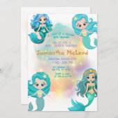 Mermaid Baby Shower Girl Under Sea Einladung (Vorne/Hinten)