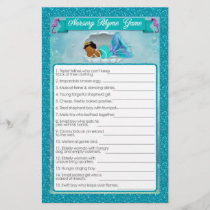 Mermaid Baby Shower Kinderzimmer Rhyme Game #135 Flyer