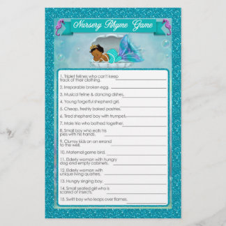 Mermaid Baby Shower Kinderzimmer Rhyme Game #135 Flyer