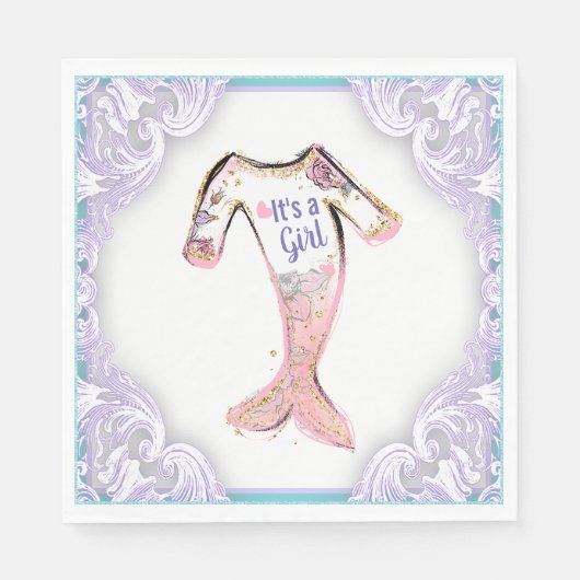 Mermaid Baby Shower Napkins Serviette (Vorderseite)
