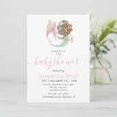 Mermaid Baby Shower Nautic Ankündigung (Stehend Vorderseite)