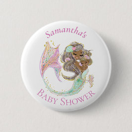 Mermaid Baby Shower Nautic Button