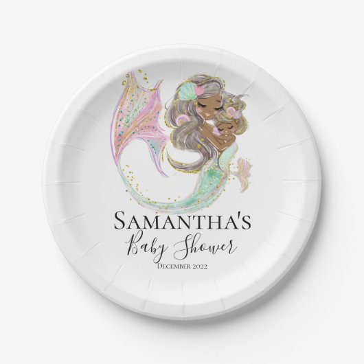 Mermaid Baby Shower nautisch Pappteller (Vorderseite)