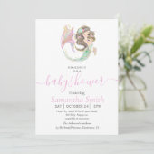 MERMAID BABY SHOWER SEA PINK Einladung (Stehend Vorderseite)