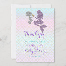 Mermaid Baby Shower Sparkle Lila Aquamarin anpasse Dankeskarte