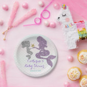 Mermaid Baby Shower Sparkle Lila Aquamarin anpasse Pappteller (Party)