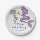 Mermaid Baby Shower Sparkle Lila Aquamarin anpasse Pappteller (Vorderseite)