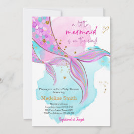 Mermaid Baby Shower Sprinkle Girl Pink Einladung
