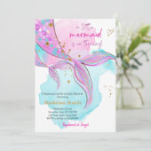 Mermaid Baby Shower Sprinkle Girl Pink Einladung (Stehend Vorderseite)