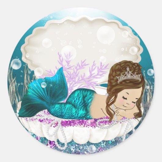 Mermaid Baby Shower Stickers (Vorderseite)