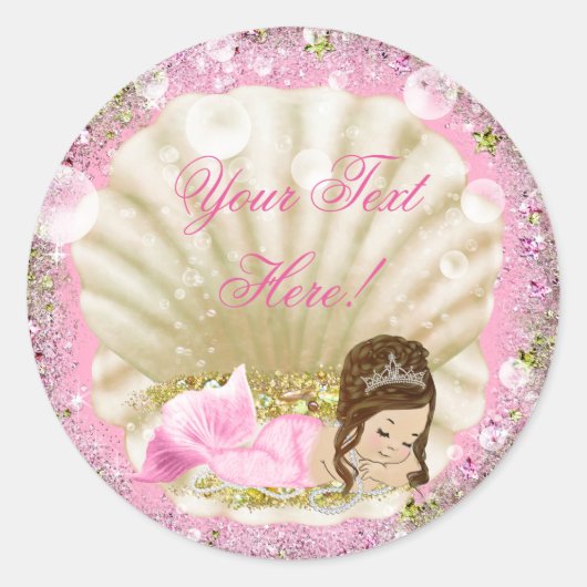 Mermaid Baby Shower Stickers (Vorderseite)