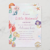 Mermaid Baby Shower Under the Sea Baby Girl Invita Einladung (Vorne/Hinten)