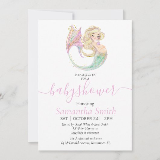 Mermaid Baby Showmutter soll eingeladen werden Ankündigung (Vorderseite)
