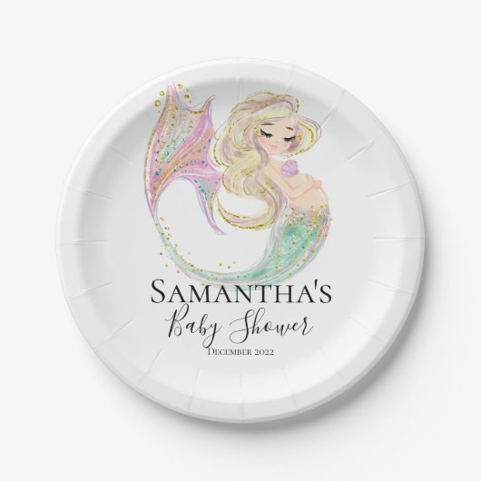 Mermaid Baby Showmutter zu sein Pappteller (Vorderseite)