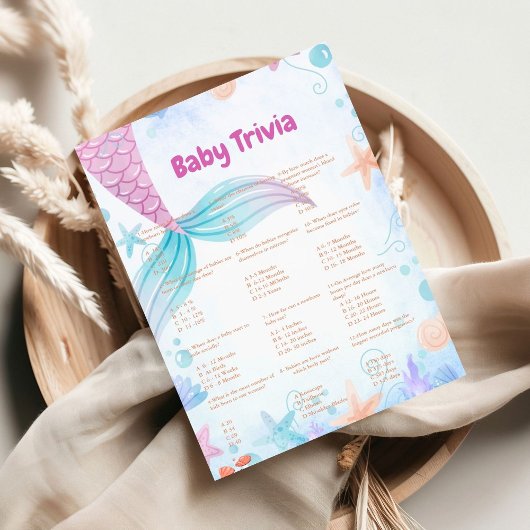 Mermaid baby trivia game baby Dusche Card Einladung