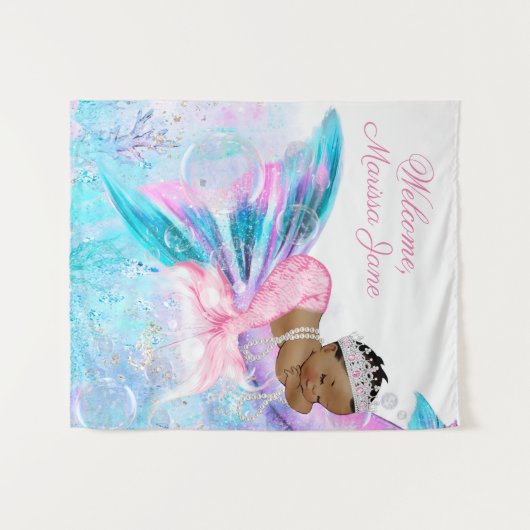 Mermaid Babydusche Hintergrund Wandteppich (Vorderseite (Horizontal))