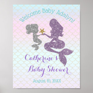 Mermaid Babydusche Lila Aquamariner Empfang Poster