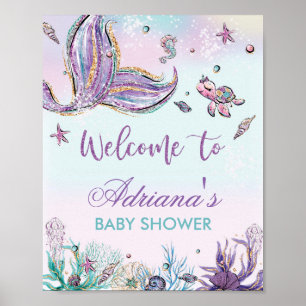 Mermaid Babydusche unter dem Meer Begrüßungszeiche Poster