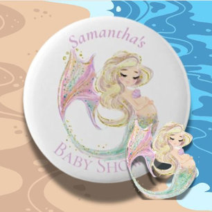 Mermaid Babydusche Weiße Mutter auf Knopfdruck Button