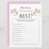 Mermaid Babydusche. Wer kennt Mommy poka Punkte? Einladung (Vorne/Hinten)