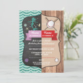 Mermaid & Baseball Joint Boy Girl Birthday Invites Einladung (Stehend Vorderseite)