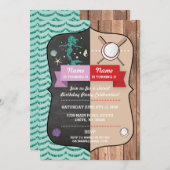 Mermaid & Baseball Joint Boy Girl Birthday Invites Einladung (Vorne/Hinten)