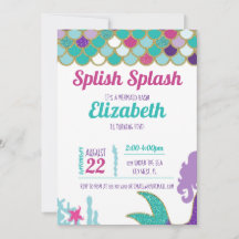 Mermaid Bash Birthday Einladung Aquamarin Gold Lil