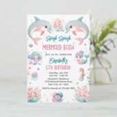 Mermaid Bash Under Sea Birthday Einladung (Stehend Vorderseite)
