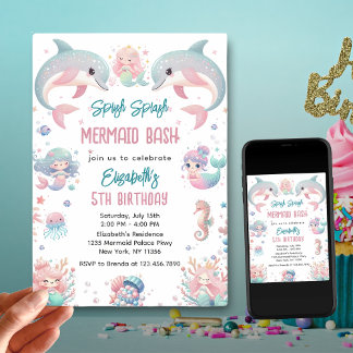 Mermaid Bash Under Sea Birthday Einladung