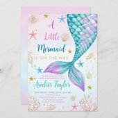 Mermaid Bash unter der Sea Baby Dusche Einladung (Vorne/Hinten)