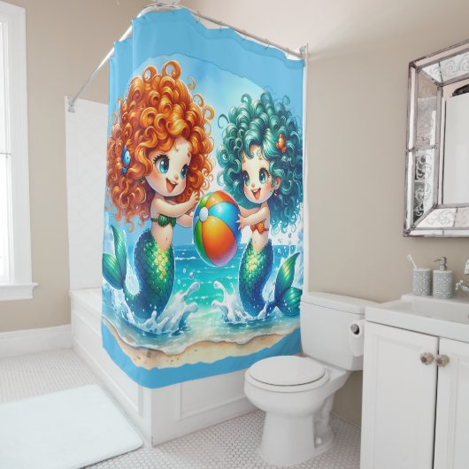 "Mermaid Beach Ball Fun" Duschvorhang (Beispiel)