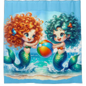 "Mermaid Beach Ball Fun" Duschvorhang (Vorderseite)