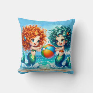 "Mermaid Beach Ball Fun" Kissen