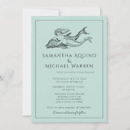 Mermaid Beach Blue Wedding Einladung