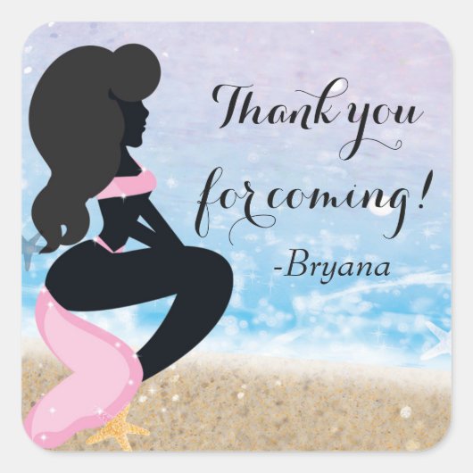 Mermaid Beach Bunny Summer Sparkle Party Sticker (Vorderseite)