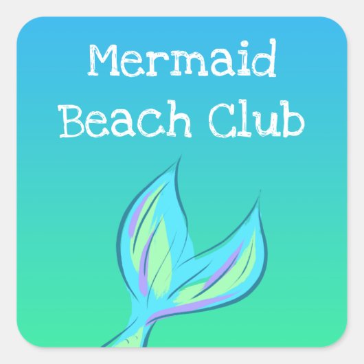 Mermaid Beach Club Quadratischer Aufkleber (Vorderseite)