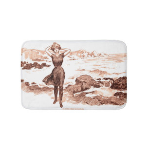 Mermaid Beach Gibson Girl Viktorianisch Antique Badematte