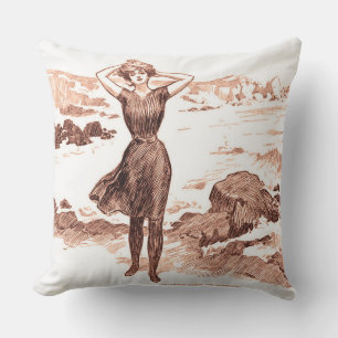 Mermaid Beach Gibson Girl Viktorianisch Antique Kissen