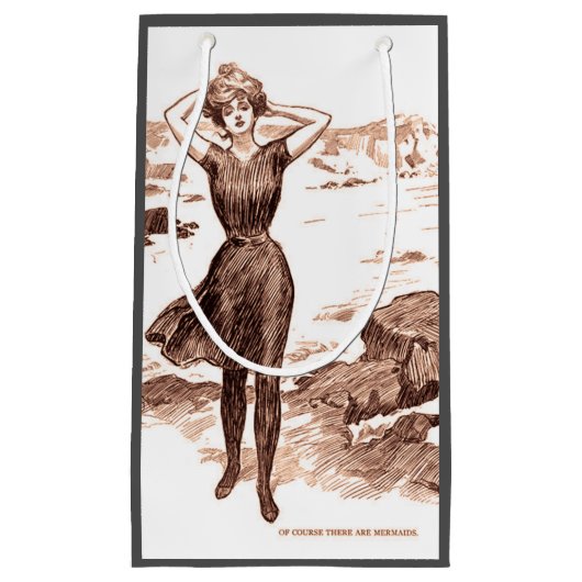 Mermaid Beach Gibson Girl Viktorianisch Antique Kleine Geschenktüte (Vorderseite)