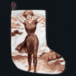 Mermaid Beach Gibson Girl Viktorianisch Antique Kleiner Weihnachtsstrumpf<br><div class="desc">Gibson Girl - Classic Art Illustration - Girl on a beach,  Charles Dana Gibson,  1902. Bildunterschrift: "Natürlich gibt es auch Meerjungfrauen."</div>