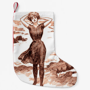 Mermaid Beach Gibson Girl Viktorianisch Antique Kleiner Weihnachtsstrumpf