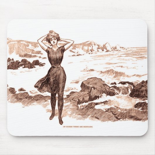 Mermaid Beach Gibson Girl Viktorianisch Antique Mousepad (Vorne)