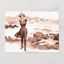 Mermaid Beach Gibson Girl Viktorianisch Antique Postkarte