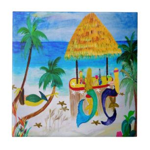 Mermaid Beach Tiki Bar Art Fliese