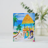 Mermaid Beach Tiki Bar Art Postkarte (Stehend Vorderseite)