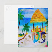 Mermaid Beach Tiki Bar Art Postkarte (Vorne/Hinten)