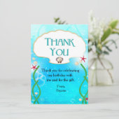 Mermaid Beach Under Sea Party Vielen Dank Einladung (Stehend Vorderseite)