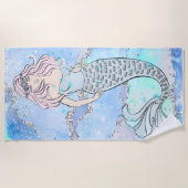 Mermaid Beautiful Ocean Blue Aquamariner Glitzer C Strandtuch (Vorderseite)