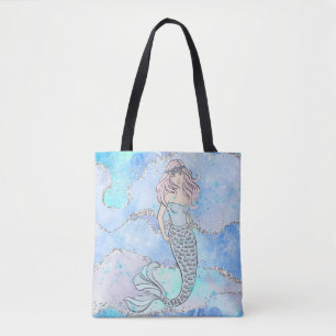 Mermaid Beautiful Ocean Blue Aquamariner Glitzer G Tasche